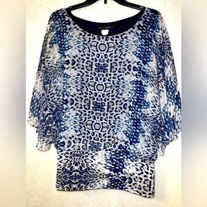 Coco Bianco animal print blue-gray blouse - Size XL